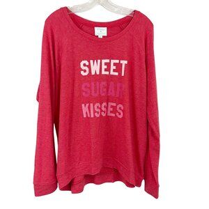 PJ Salvage Sugarfina Sweet Sugar Kisses Red Long Sleeve Top Graphic Tee Size XL